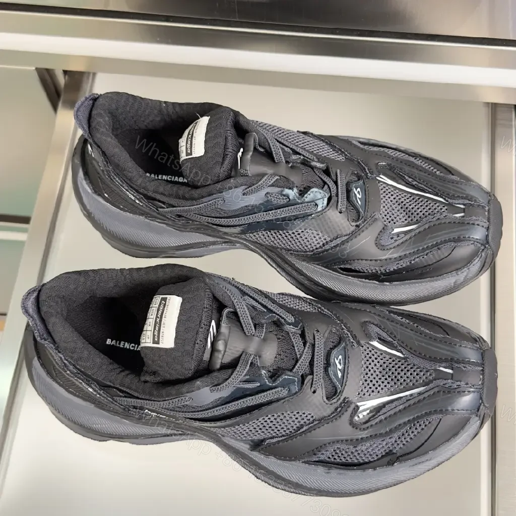 View 2 of Black Mesh-Covered Dynamic Balenciaga Sneakers