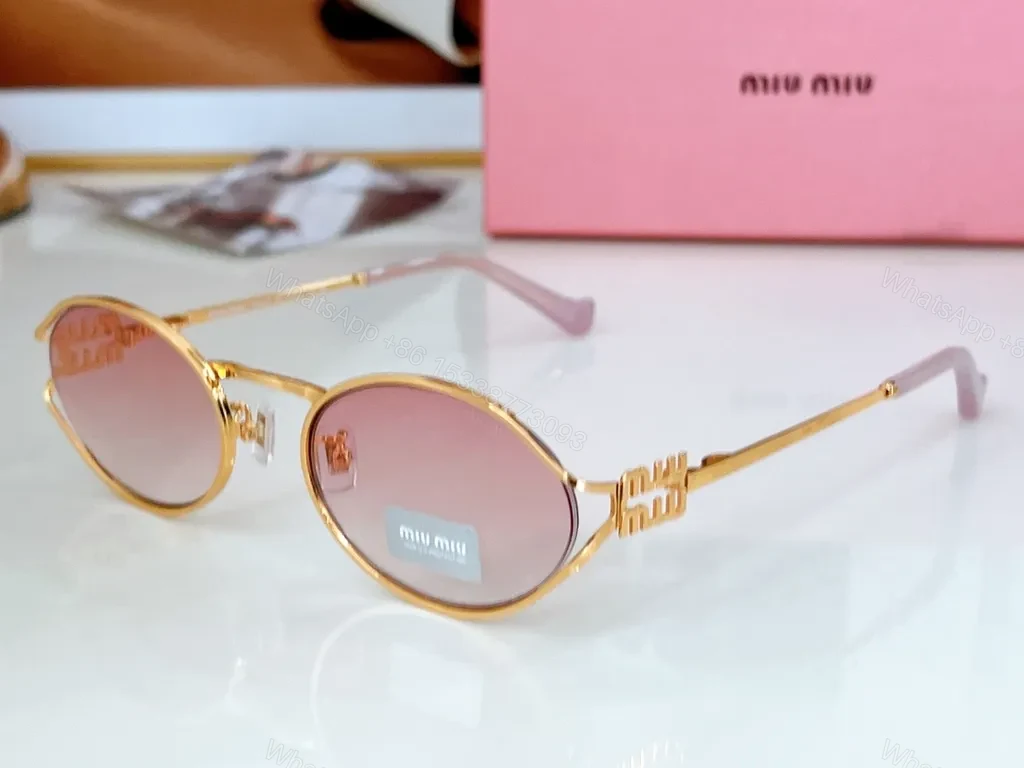 View 3 of Gold Tone Miu Miu Round Sunglasses â€“ Luxe Everyday
