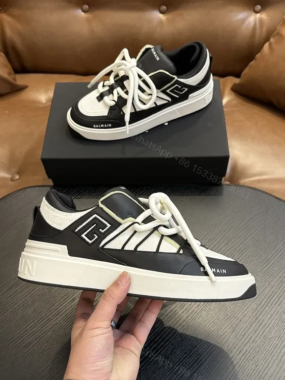 View 2 of Bold Contrast Stitching High-Tops: Balmain-Inspired Sneakers