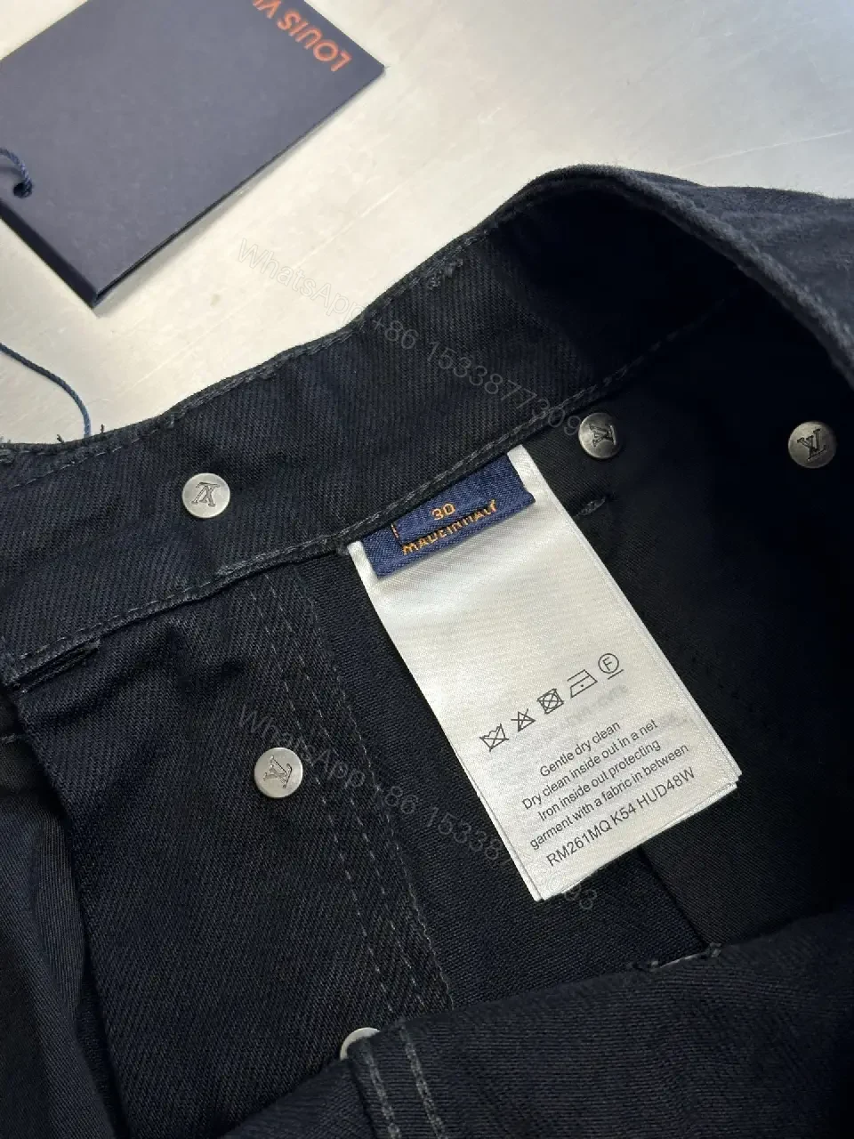 View 7 of Dark Denim with Monogram Embroidery: Modern Luxe Jeans