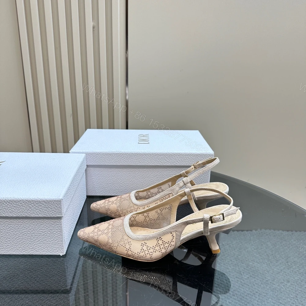 高仿Dior*Capture系列KCV302網鑽細高踭鞋6.5CM裸色免檢版 — view 1