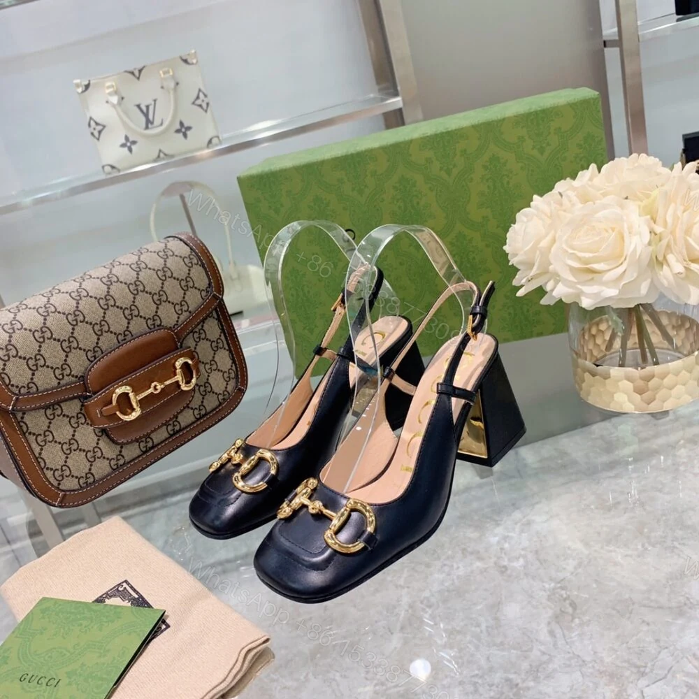 View 2 of Gucci Women’S Mid Heel Slingback With Horsebit Black ‎643892 C9D00 1000