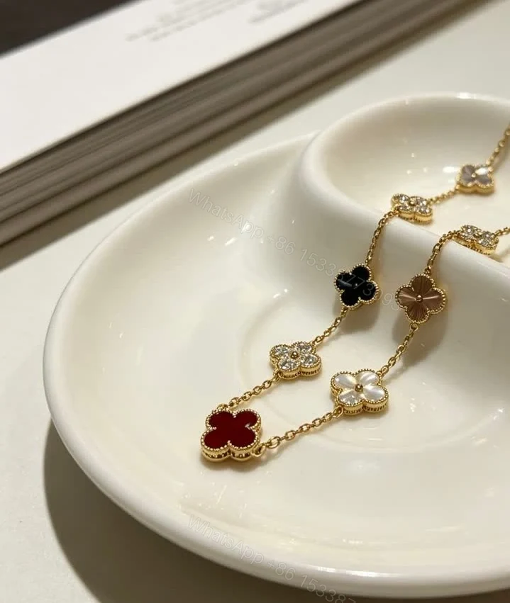 View 6 of Van Cleef Arpels Alhambra Dupe Multicolor 10-Motif Clover Necklace