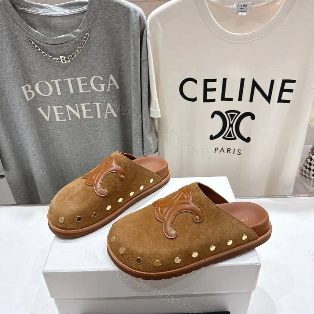 View 4 of CELINE PITEA CLOG IN SUEDE COGNAC 363013954C 18NC