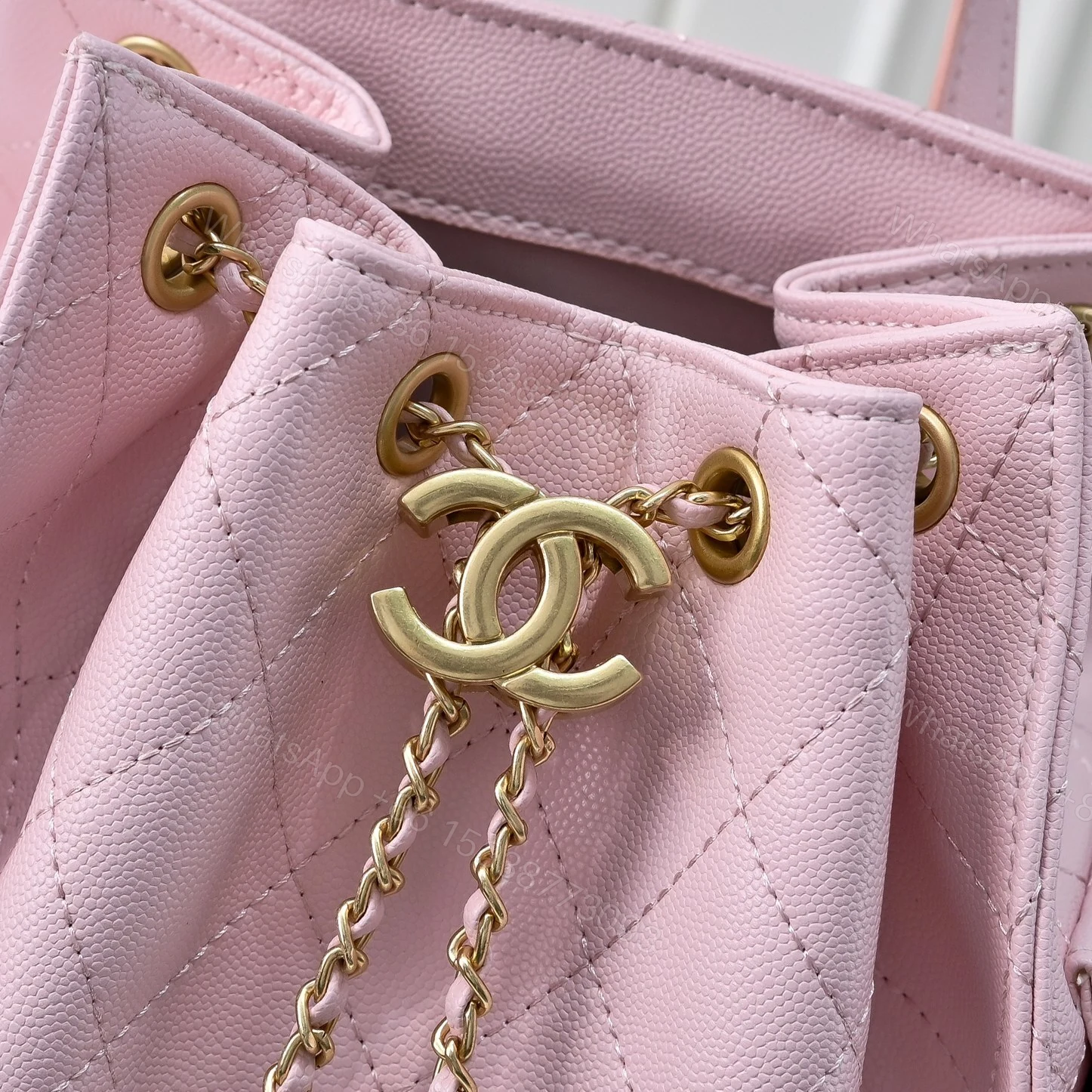 View 6 of Chanel 25 Medium Size Backpack Grain Effect And Gold Metal Pink 23Cm
