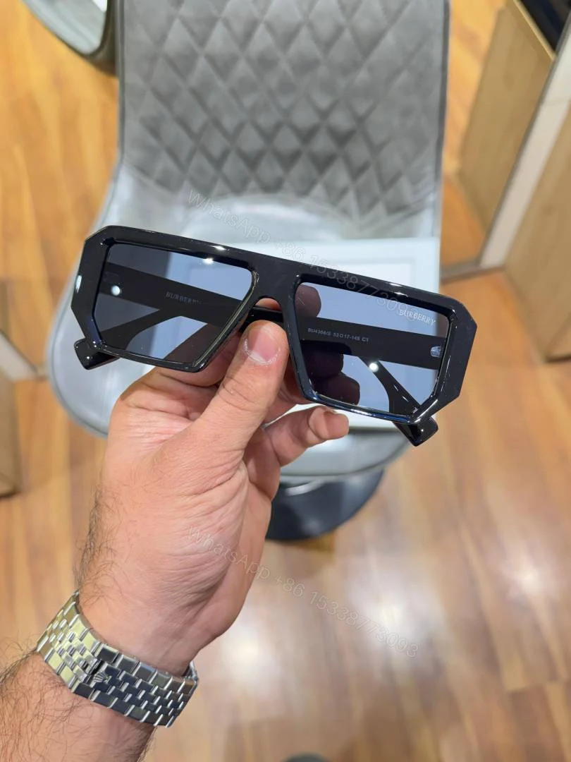View 3 of First Copy Burberry Black Rectangular Unisex Sunglasses UV Protection Premium Quality Trending Style