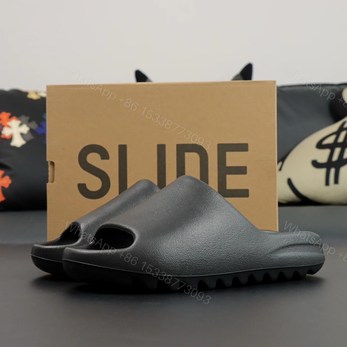 Yeezy Slide “Onyx” Black Reps — view 1