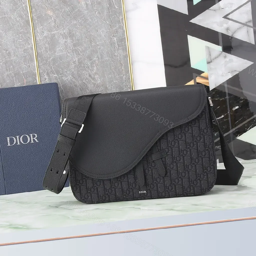 View 6 of Chic Black Monogram Crossbody with Textured Leather Flap