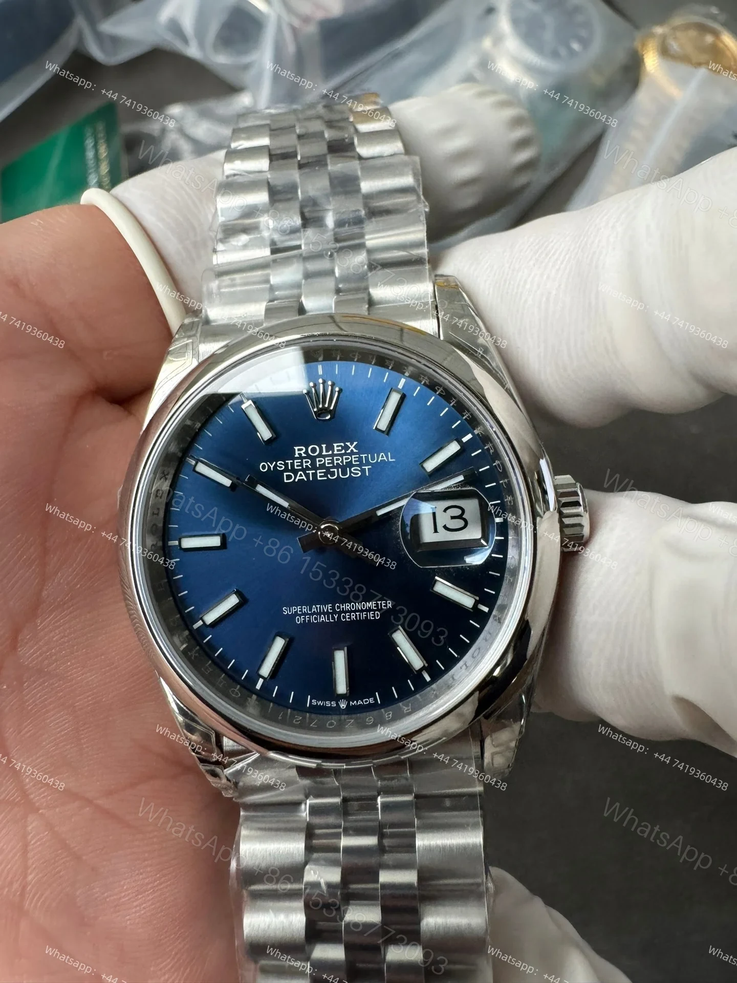 View 5 of Rolex Datejust M126200-0005 Blue Dial 1:1 Replica Jubilee 36MM 3235 Movement Super Clone Watch