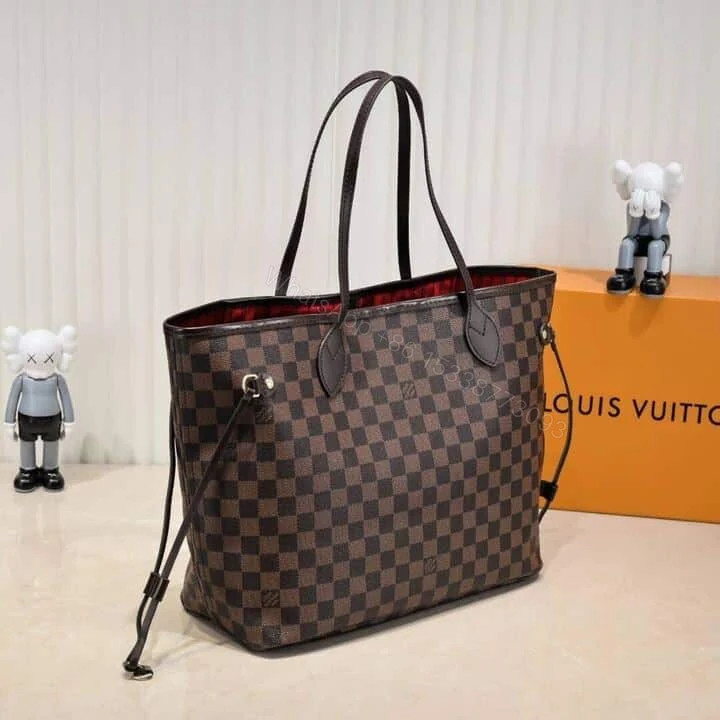 View 3 of Louis Vuitton Neverfull MM Damier Ebene Cerise Red And Brown 32Cm N40599
