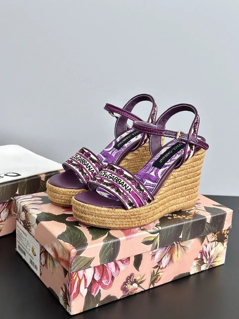 View 8 of Purple Embroidered Espadrille Wedge Sandals - Luxe Comfort