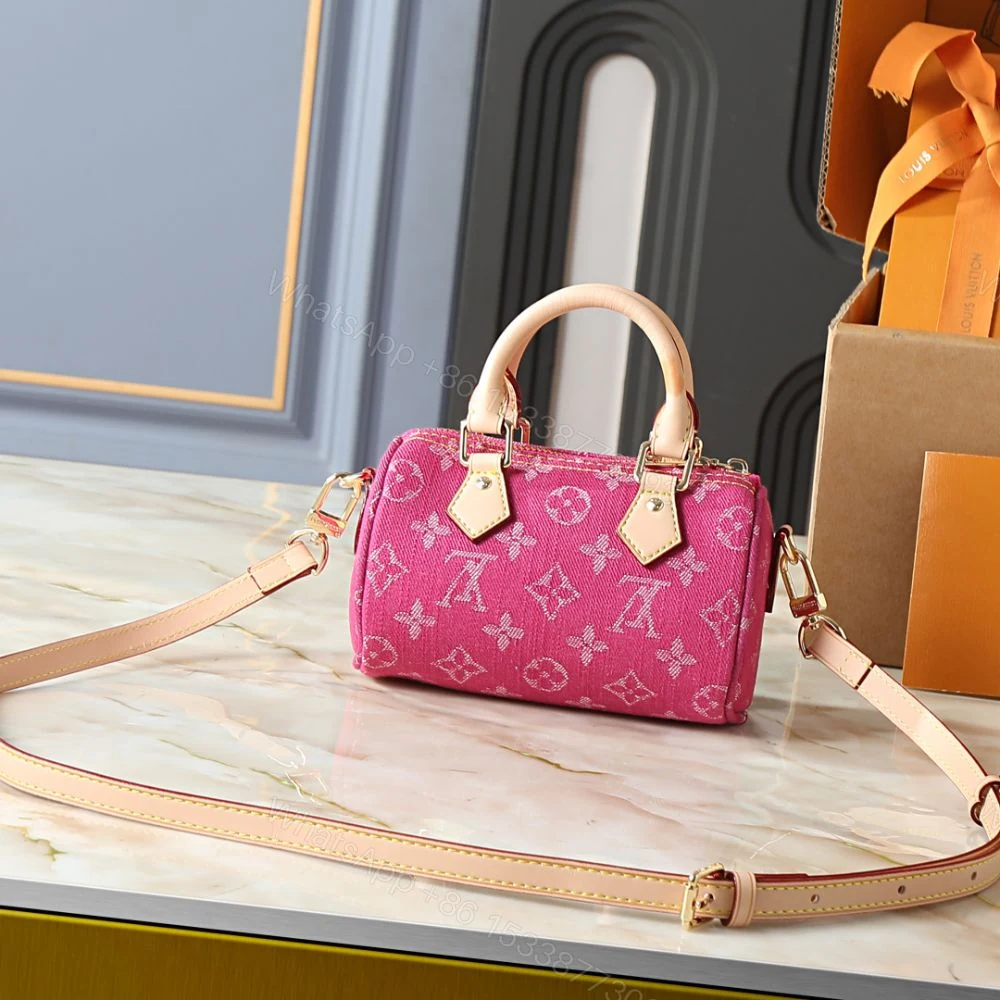 View 4 of Louis Vuitton Nano Speedy Pink Denim 16cm M27603