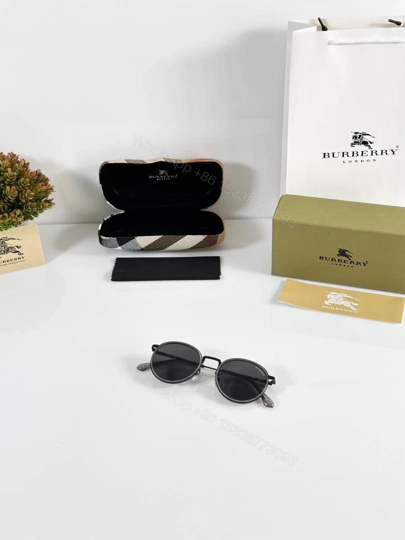 View 4 of First Copy Burberry Black Round Unisex Sunglasses UV Protection Premium Quality