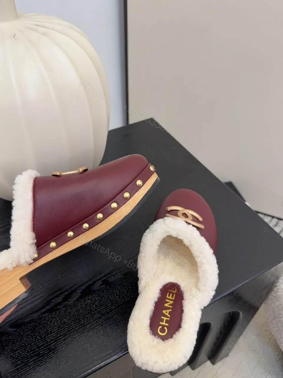 View 3 of Burgundy Velvet Slip-Ons with Shearling Lining, Luxe Comfort