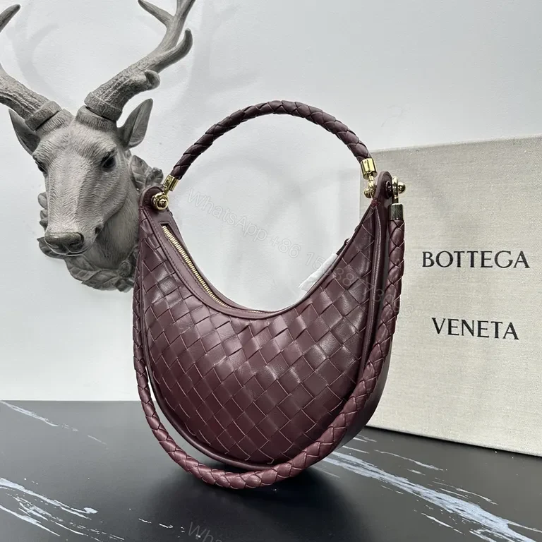 View 3 of Chic Bottega-Style Crescent Bag: Woven Leather, Compact Luxury