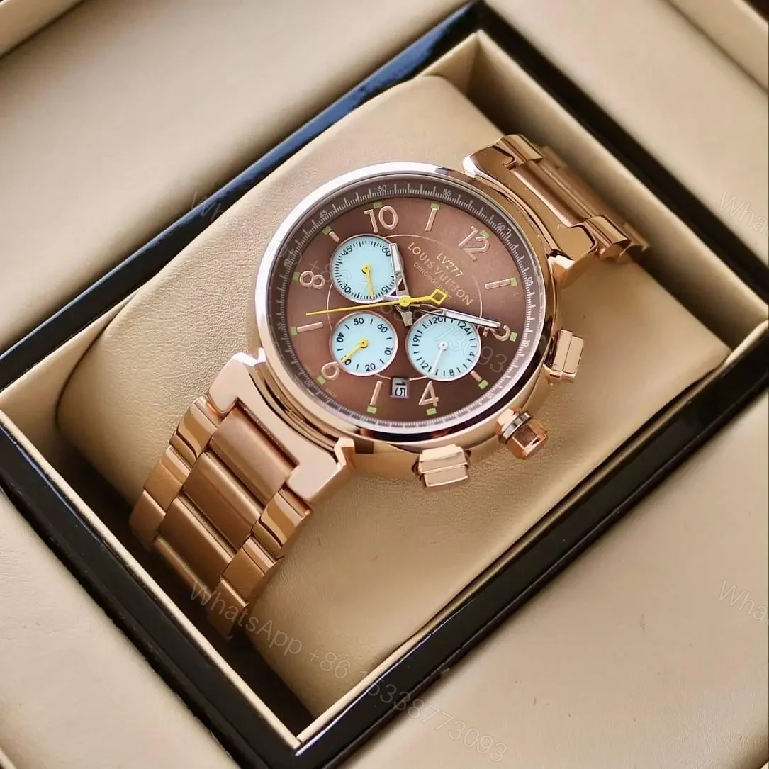 Louis Vuitton For Men 7AA Premium Collection Model – Rose Gold Quartz Chronograph — view 1