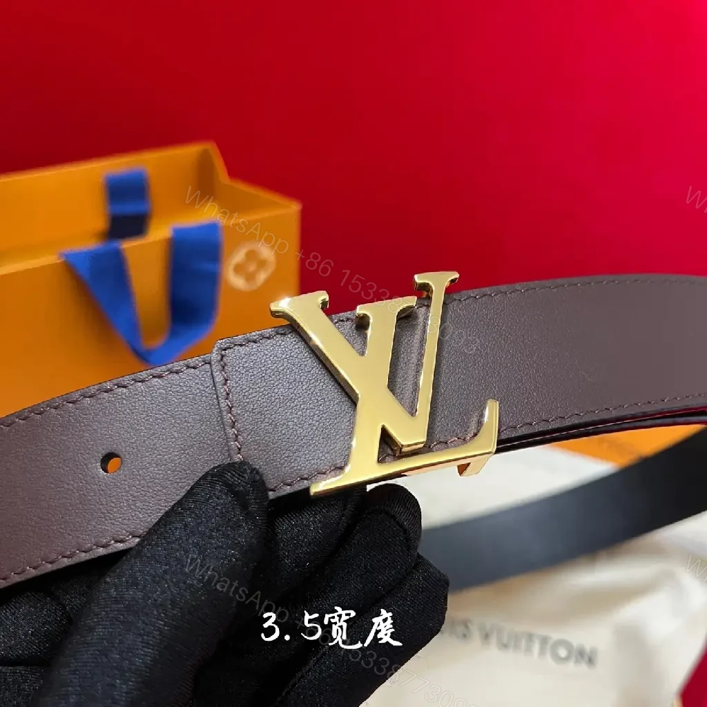 View 8 of Two-Tone Leather Belt with Gold Buckle - Modern Luxury Belt