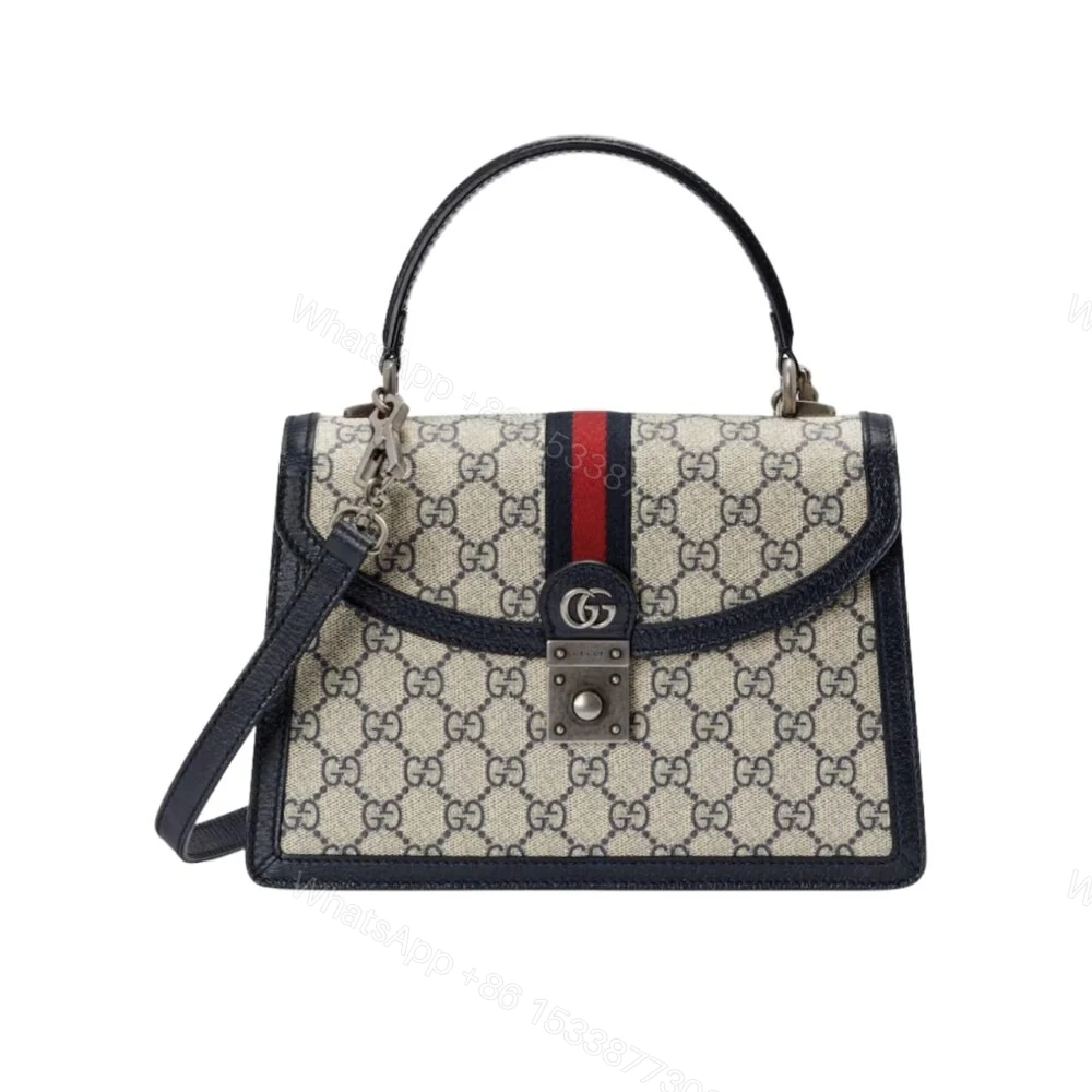 Gucci Ophidia Small Top Handle Bag Beige And Black 25Cm — view 1