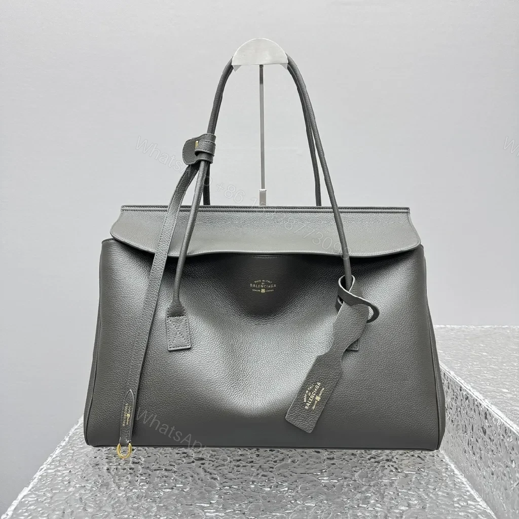 View 8 of Two-Tone Leather Tote: Structured, Everyday Chic, Top-Handle Bag