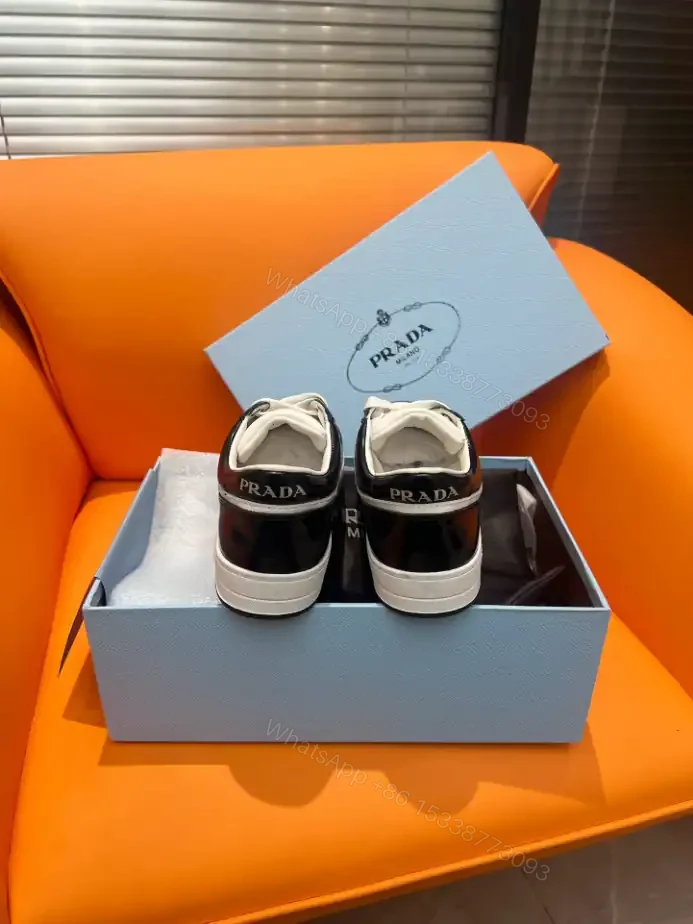 View 7 of DOWNTOWN LEATHER SNEAKERS IN WHITE AND LACQUER BLACK- PRD008