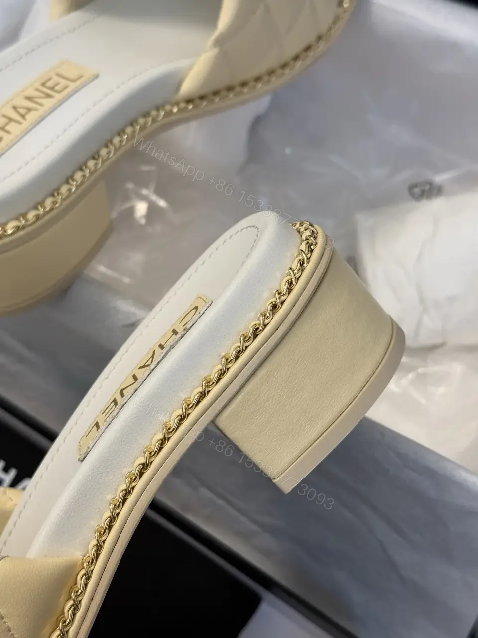 View 6 of Champagne-Beige Quilted Slide: Luxury, Slip-On Comfort