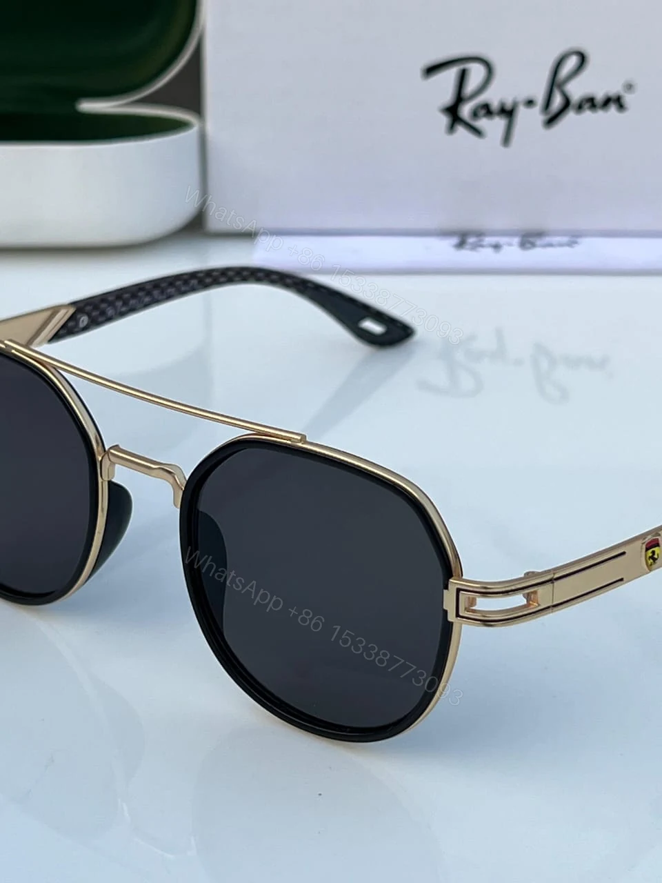 View 5 of Ray-Ban Aviator Gold-Black Sunglasses