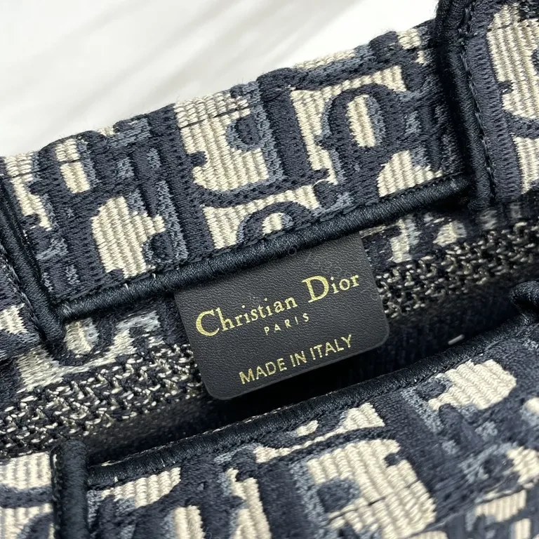View 7 of Navy Dior Monogram Tote: Elegant Jacquard, Versatile Style