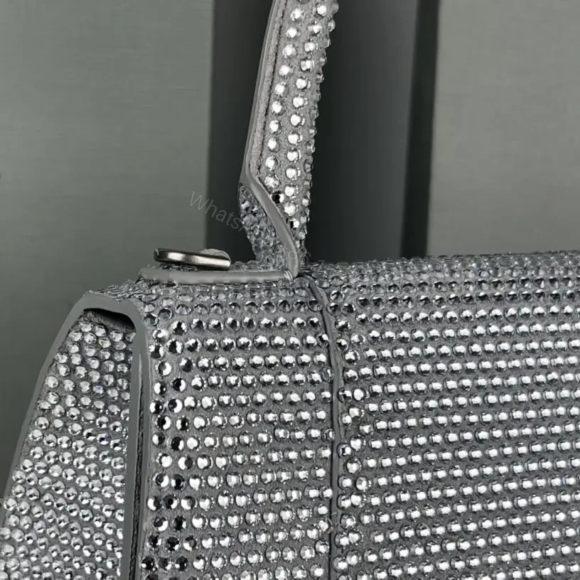 View 8 of 高仿Balenciaga*Hourglass系列沙漏包滿鑽銀色S