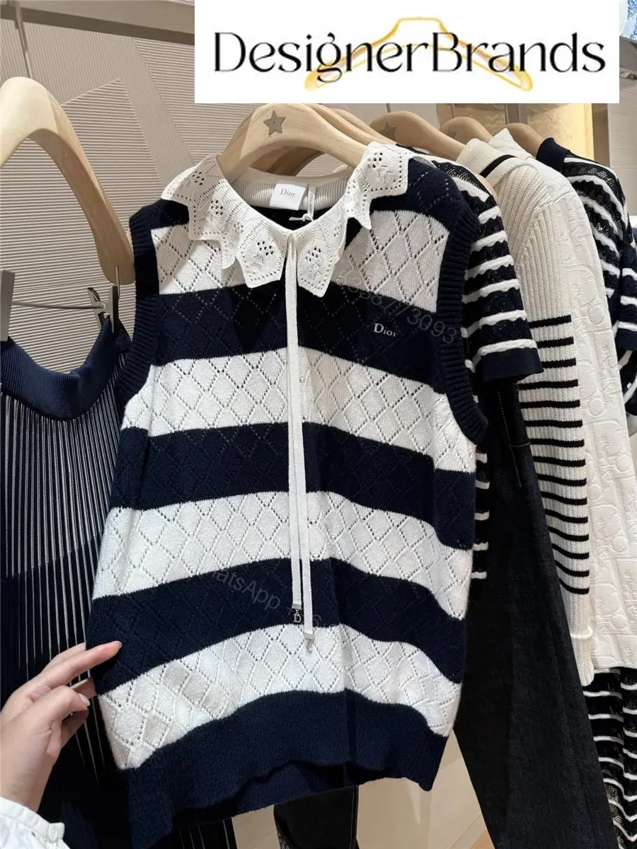 View 4 of Dior Mariniere Blue and White Striped Knit Vest