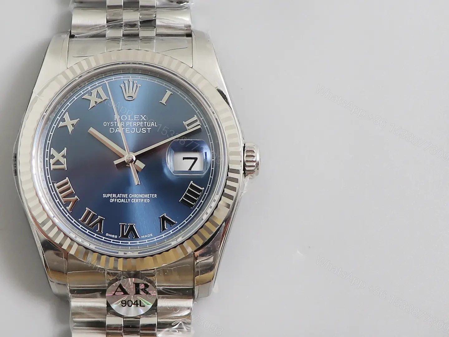 View 4 of Rolex Datejust 41 Stainless Steel Fluted Blue – Roman Dial Jubilee 126334-0026