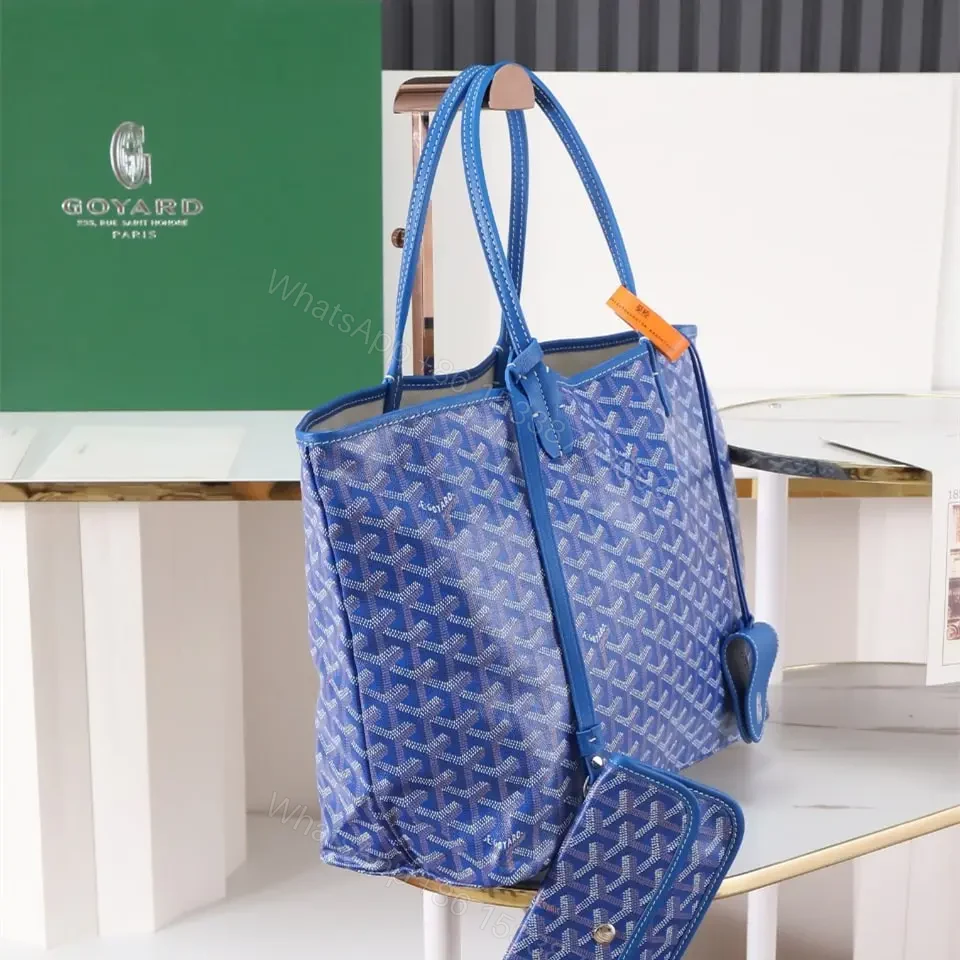 View 3 of 高仿Goyard*STLOUIP6滿印Tote手提袋天藍免檢版小號