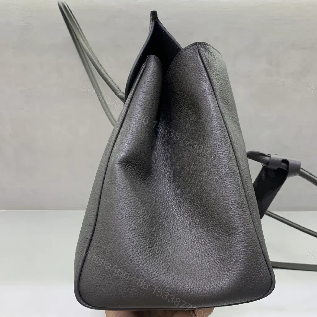 View 8 of Pebble Leather Tote: Structured Minimalist Luxury, 14" Laptop