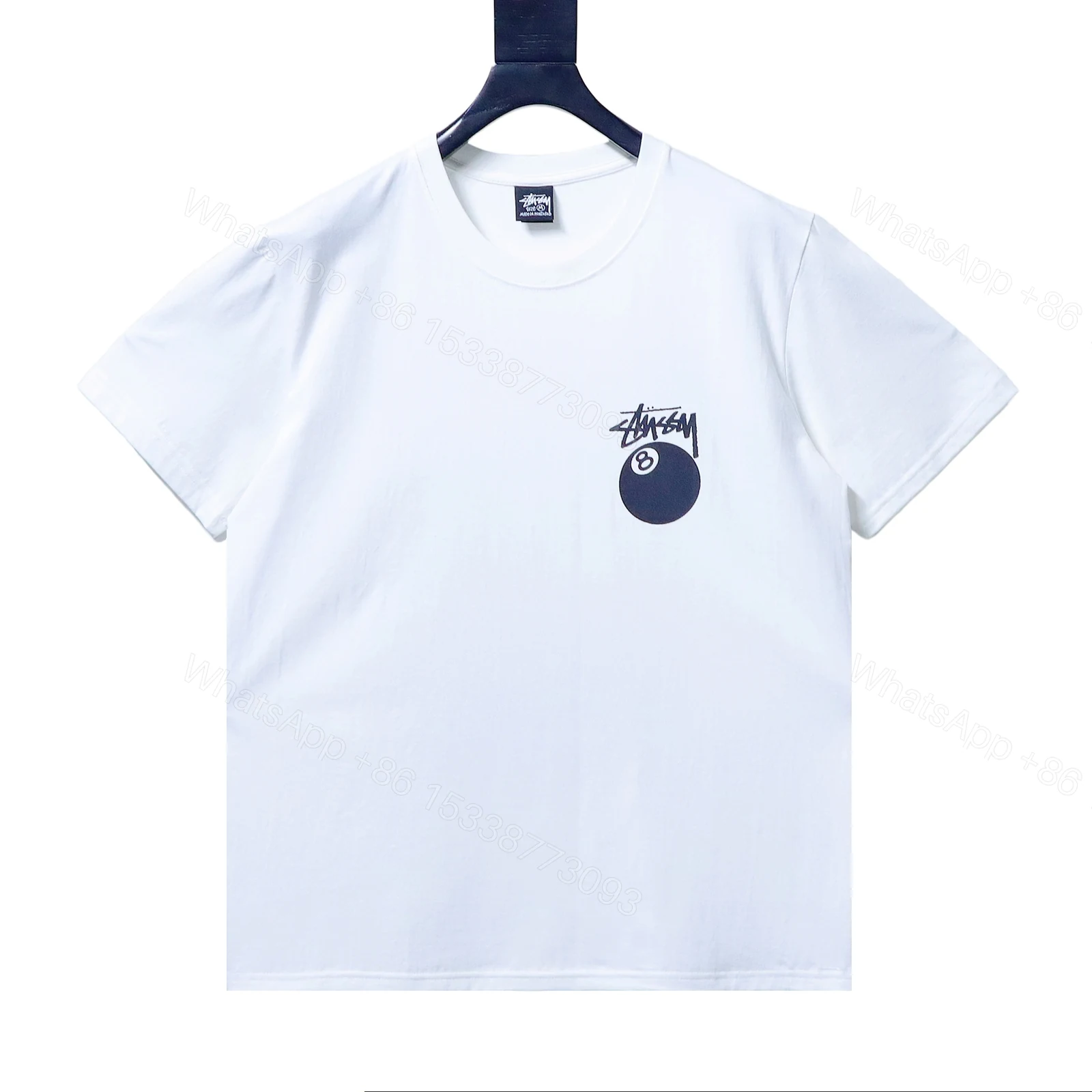 Stussy black 8-ball print short-sleeved shirt white — view 2