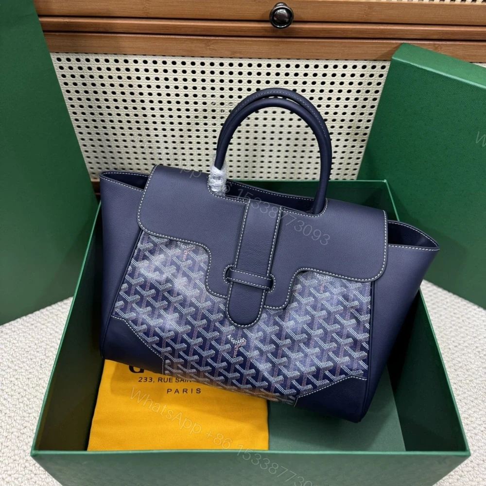 高仿Goyard*SAIGOC8手提托特包雙拼深藍大號免檢版 — view 1