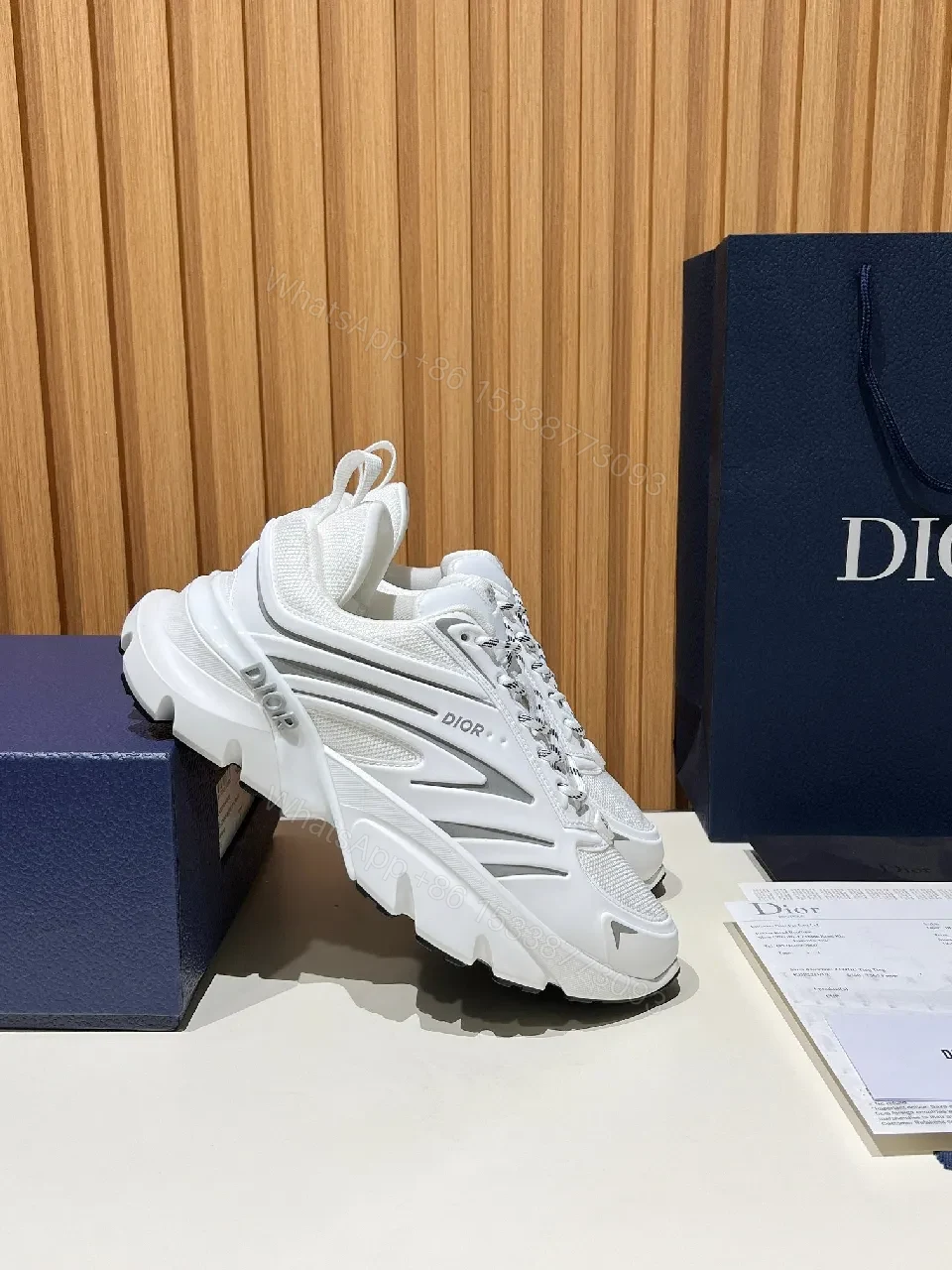 View 8 of White Chunky-Sole Sneakers with Graphical Straps, Premium Craft, High-Top Style