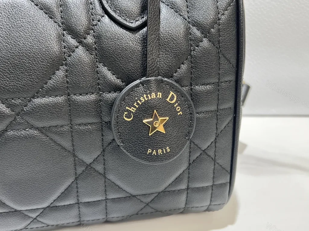 View 2 of Compact Black Quilted Satchel: Modern Dior-Style Everyday Luxury