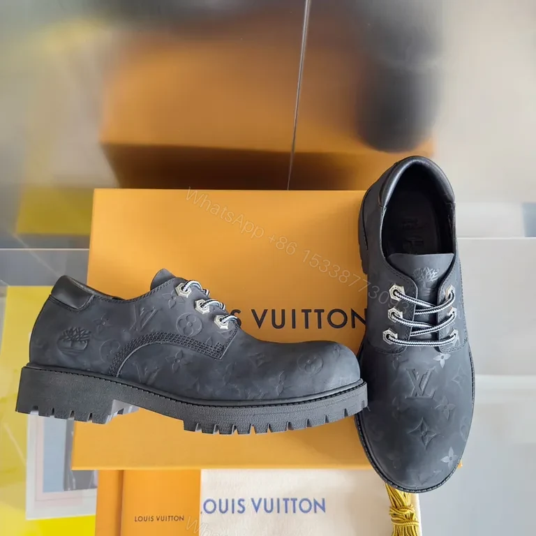View 6 of Louis Vuitton-Inspired Monogram Leather High-Tops, Luxe Comfort Sneakers