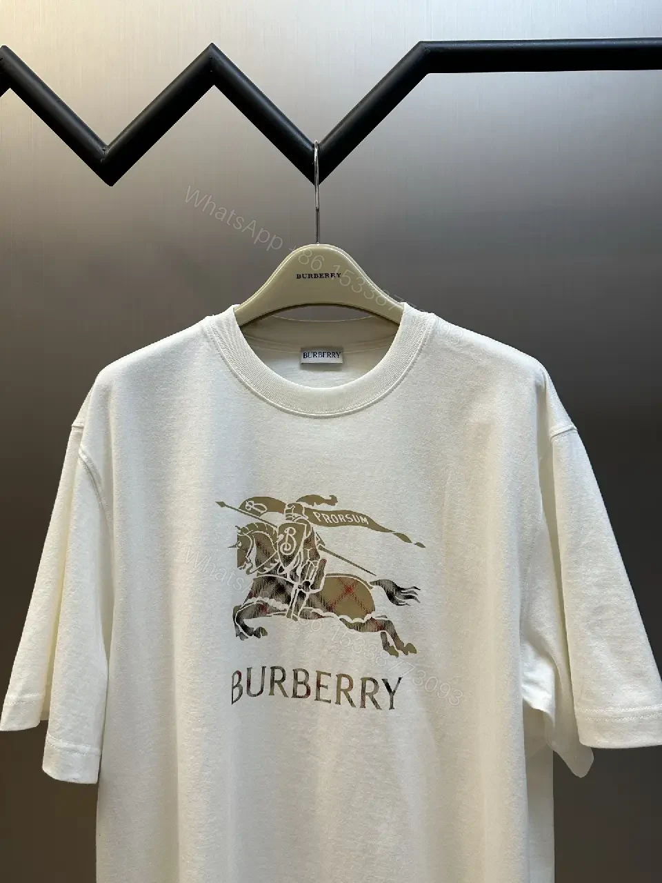 View 4 of Oversized White Graphic Tee: Horse Motif, Premium Cotton