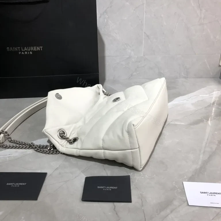 View 8 of Refined White Quilted Leather Shoulder Bag â€” YSL Hardware