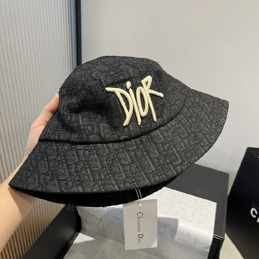 View 6 of Bold Denim Texture Bucket Hat with Designer-Inspired Embroidery