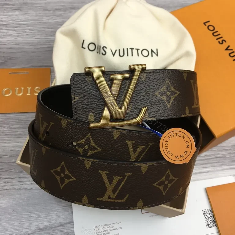 Monogram Belt: Gold Buckle, Leather-Inspired Luxury Accessory — view 1