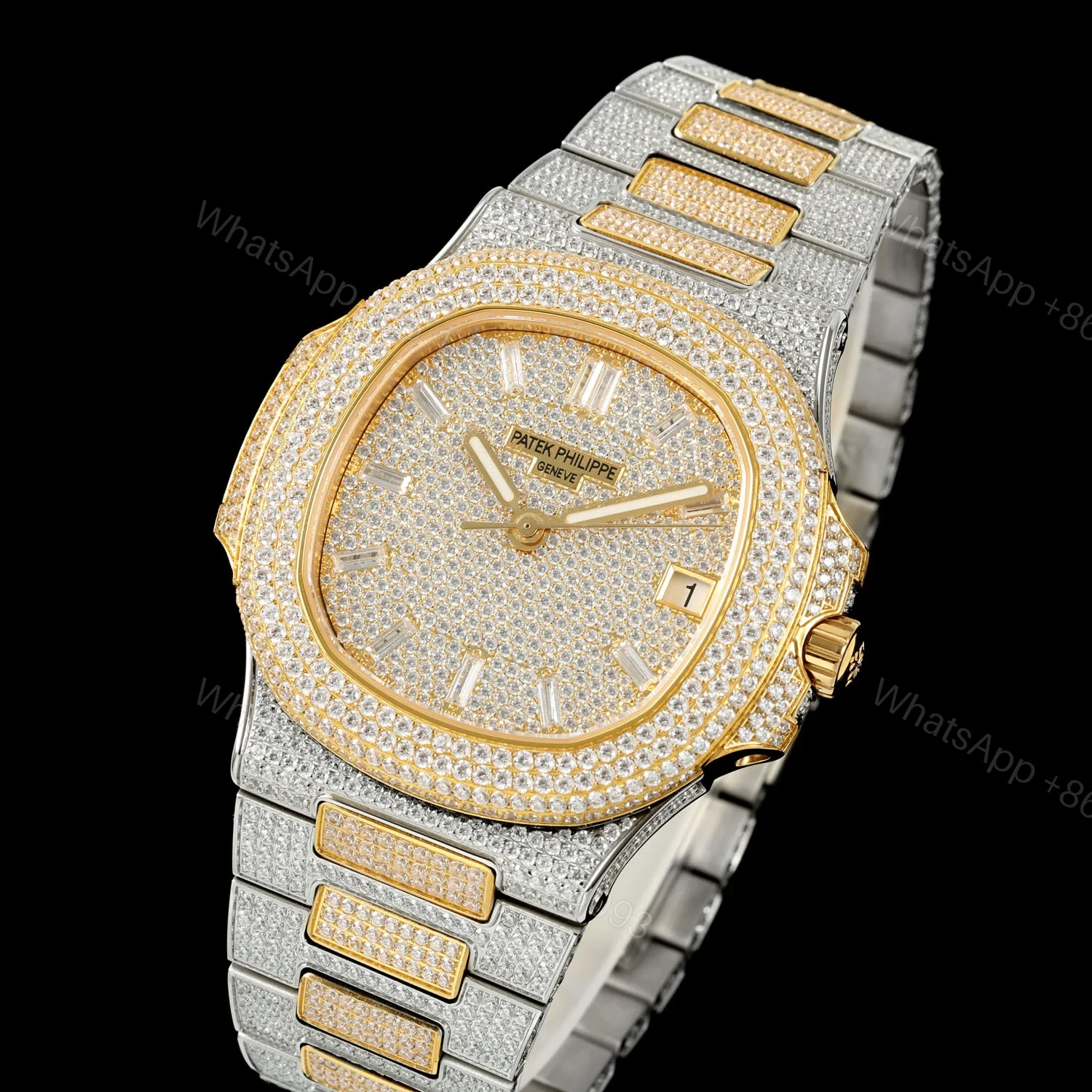 View 3 of Patek Philippe Nautilus 5711 BD1 Full Diamond Pavé Watch 40mm Luxury Edition AMG-PP-BD1-5711-2600-FULL-DIAMOND