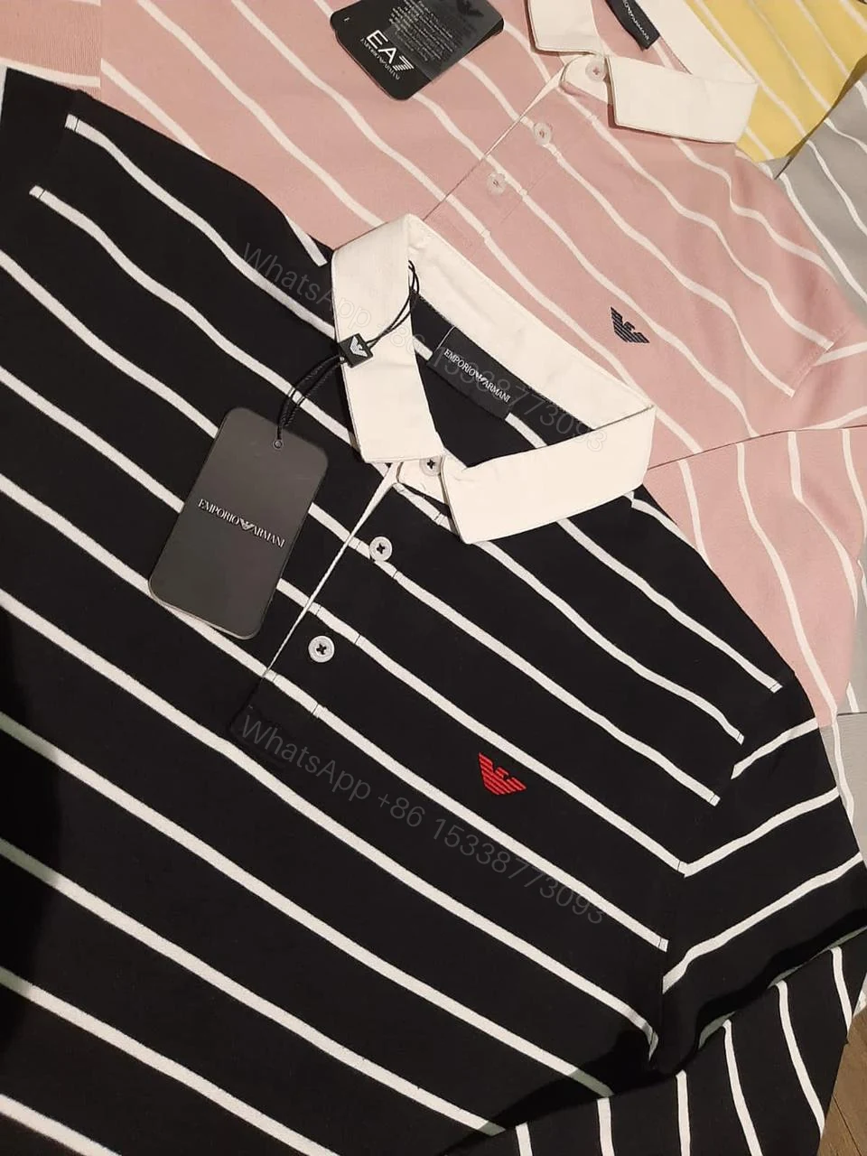 View 6 of First Copy Armani Superior Full Sleeves Cotton Lycra Rugby Polos
