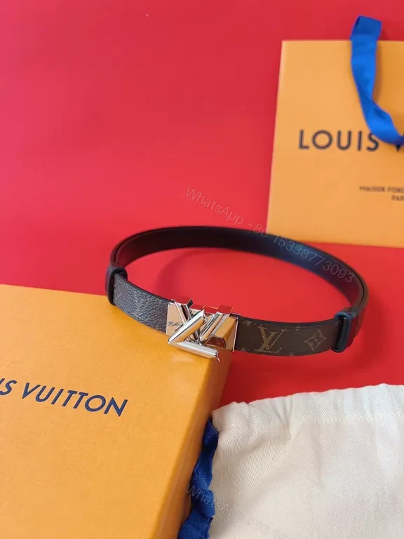 View 8 of Refined Signature Belt â€“ Dark-Brown Canvas, Gold LV Buckle
