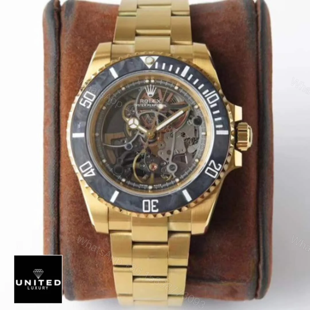 View 5 of Rolex Oyster Skeleton Gold 114200 Replica