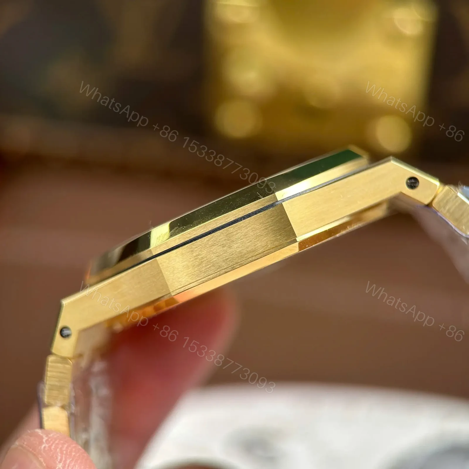 View 7 of Replica Audemars Piguet Royal Oak Openworked 15407 Yellow Skeleton Dial