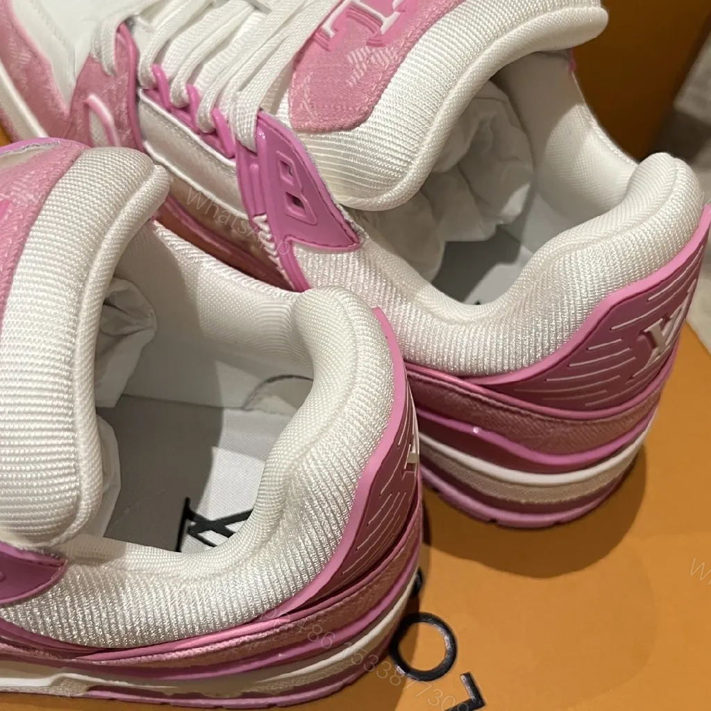View 4 of Playful Pink Leather Court Sneakers — Cushioned All-Day Comfort