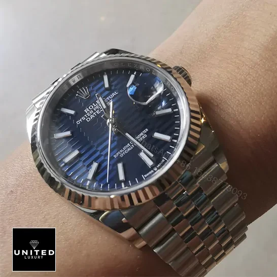 View 3 of Rolex Datejust Steel Automatic 126234 Blue Dial Jubilee Replica
