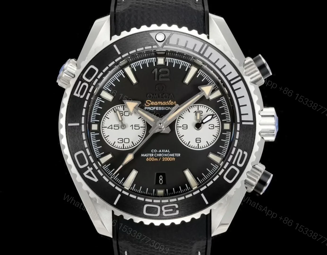 View 2 of Omega Seamaster Planet Ocean 600M Chronograph 45.5mm Beige Dial Burgundy Ceramic Bezel Rubber Strap Automatic OMG-PO600-CHRONO-21532465109001-RUBBER
