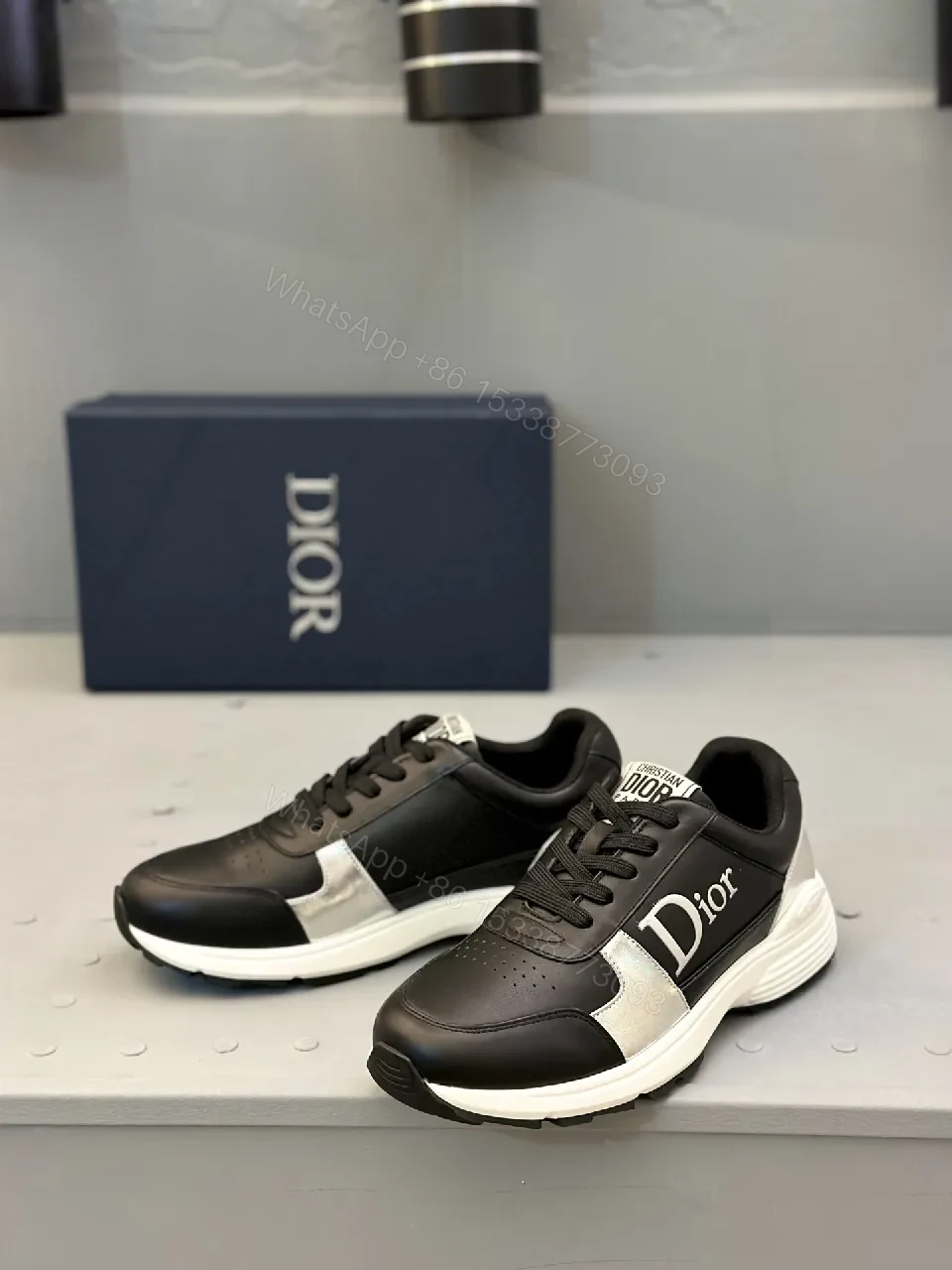 View 7 of Premium Black & Silver Designer-Inspired Runner Sneakers